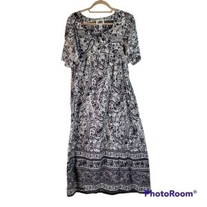 Summer maxi dress cotton‎ Metropolitan dress casual lounge paisley pattern L